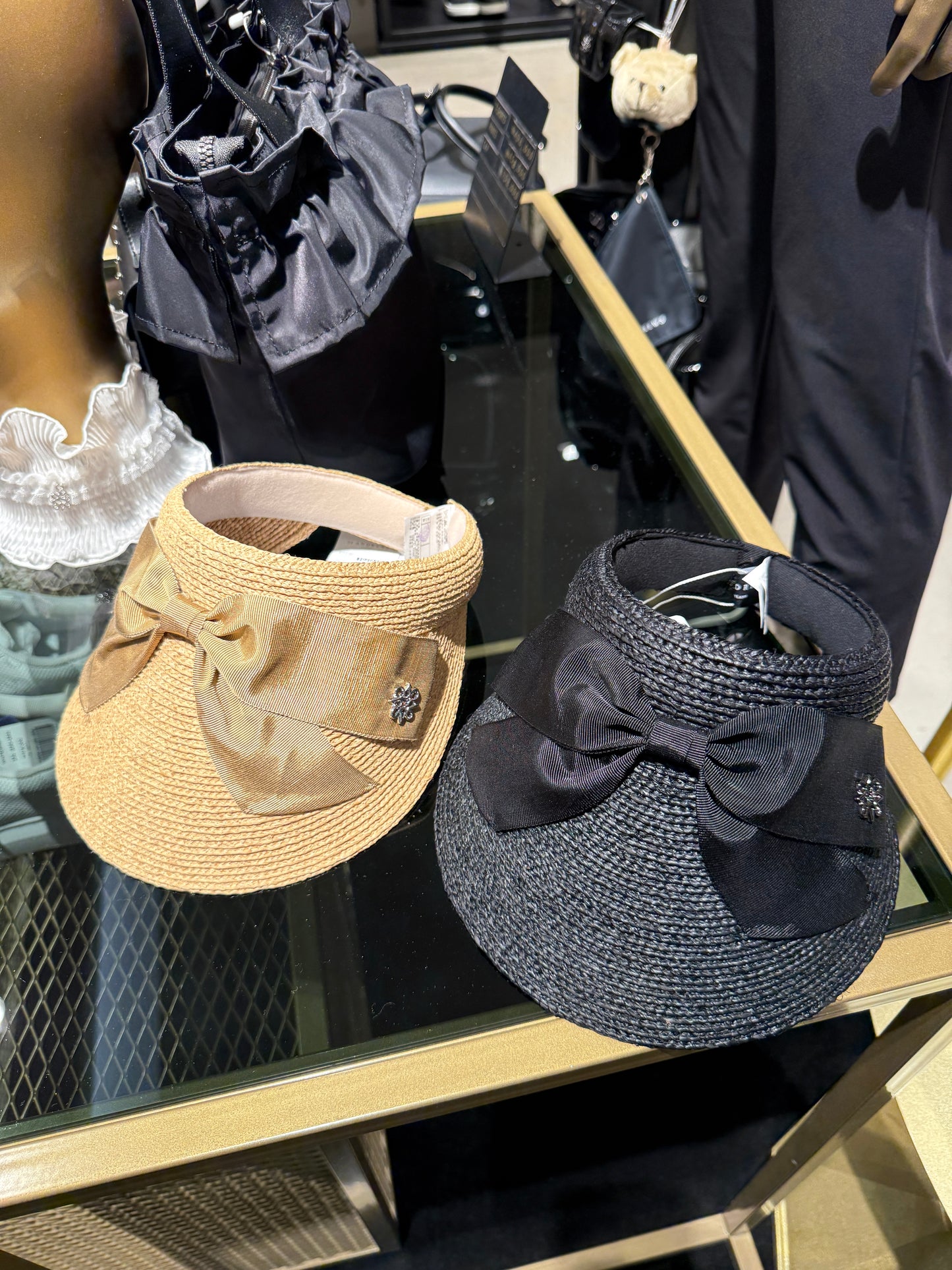 ST. ANDREWS | Star Symbol Ribbon Rattan Hat - Beige/Black