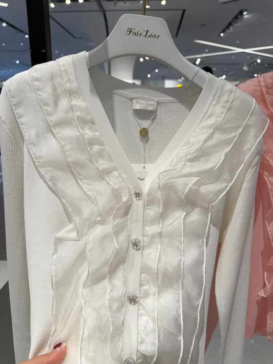 FairLiar | Organza V-Neck Cardigan — 3 colors