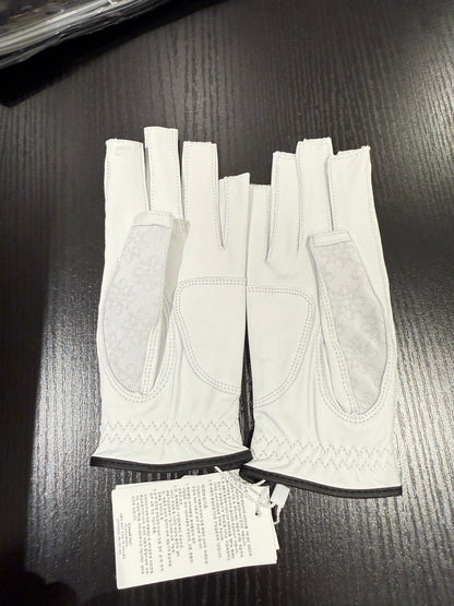 ST. ANDREWS | Chic Mesh & Leather Mix Sun Protection Gloves - Nail-Cut Style