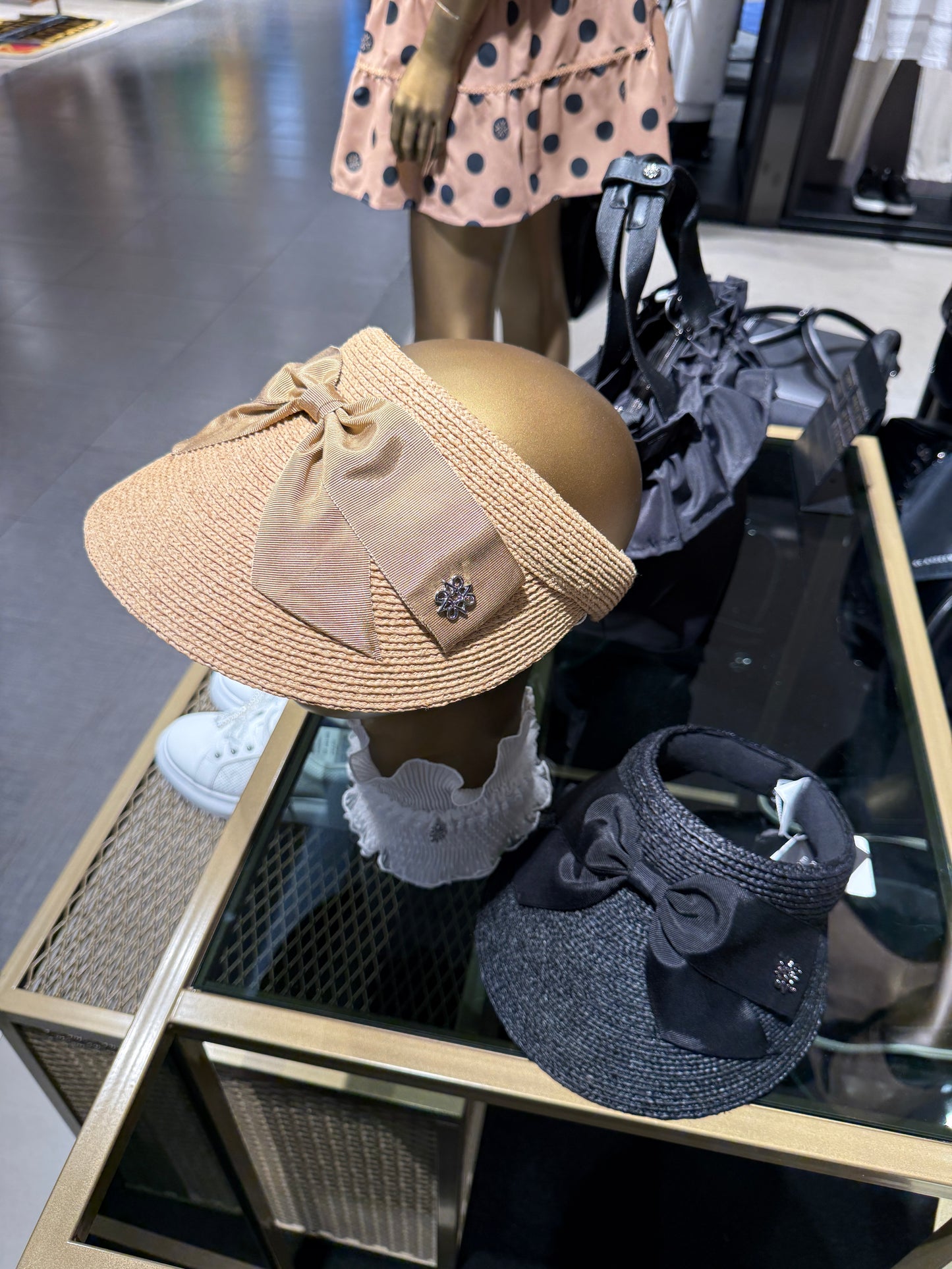 ST. ANDREWS | Star Symbol Ribbon Rattan Hat - Beige/Black