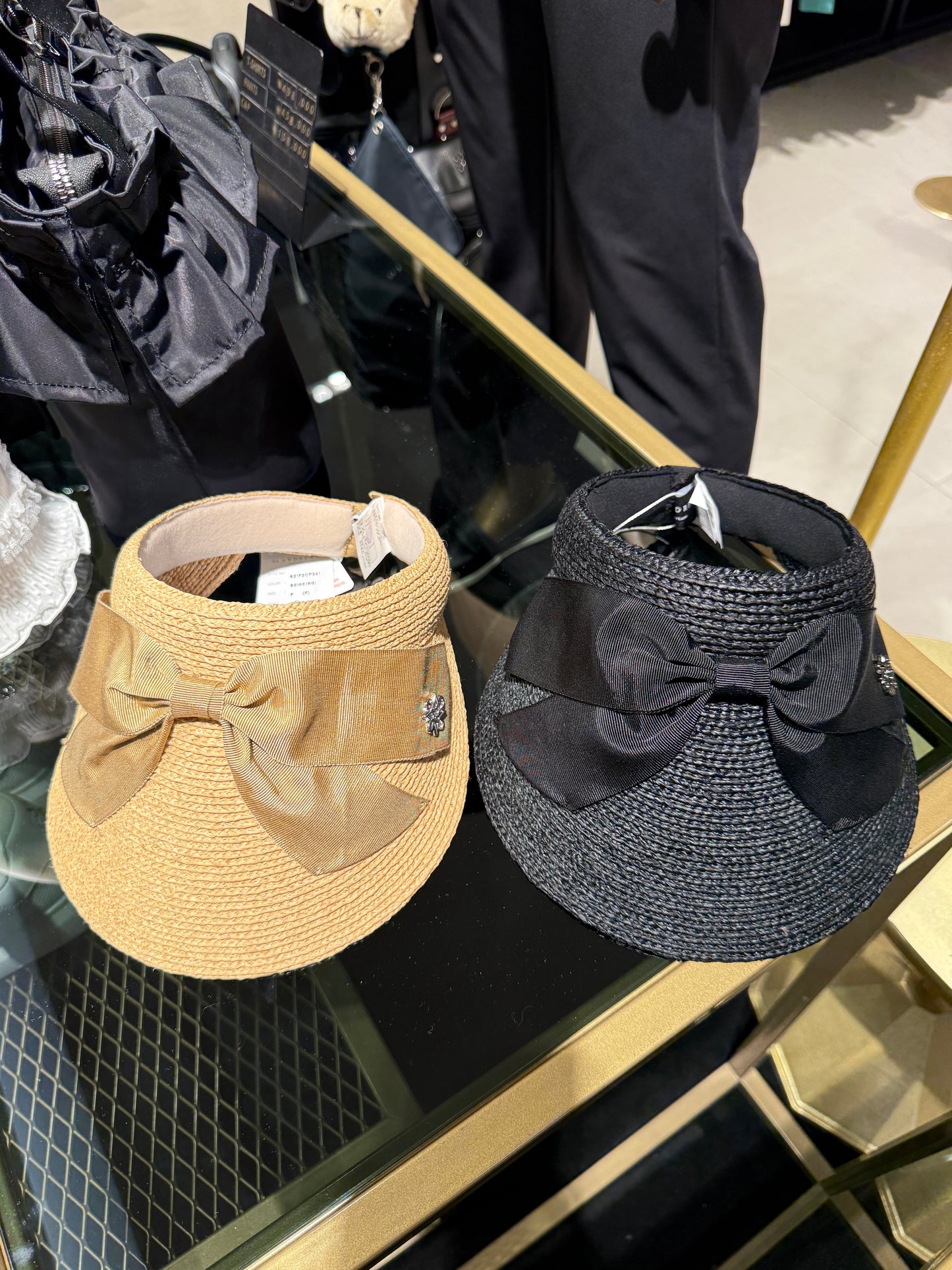 ST. ANDREWS | Star Symbol Ribbon Rattan Hat - Beige/Black