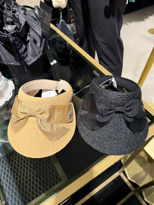 ST. ANDREWS | Star Symbol Ribbon Rattan Hat - Beige/Black