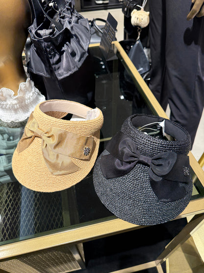 ST. ANDREWS | Star Symbol Ribbon Rattan Hat - Beige/Black